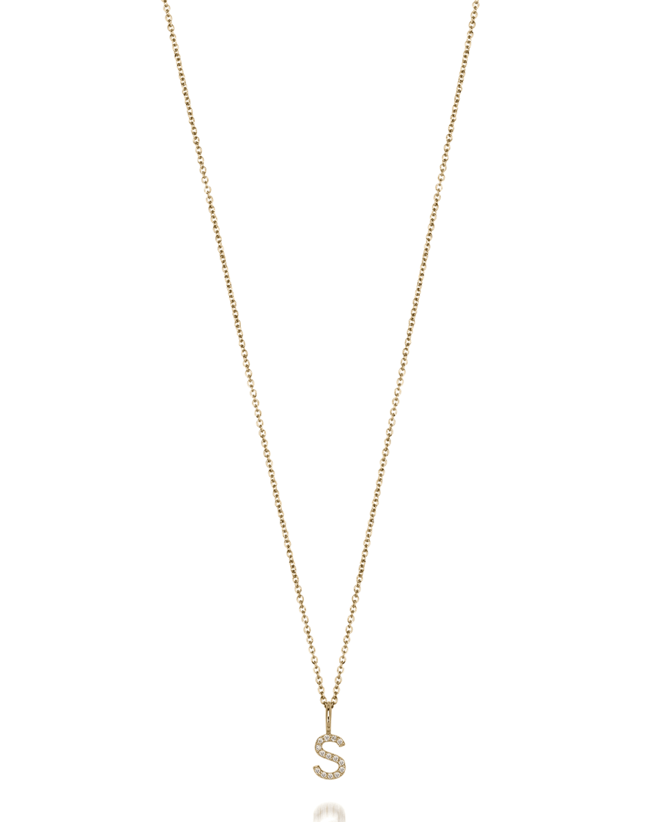 Mini Amelia 14K Gold Diamond Initial Pendant Necklace