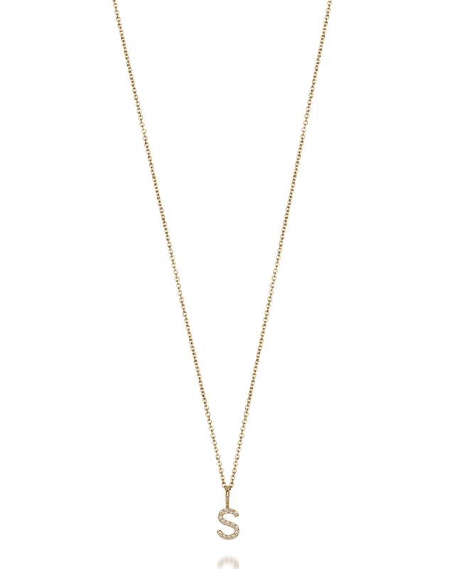 Mini Amelia 14K Gold Diamond Initial Pendant Necklace