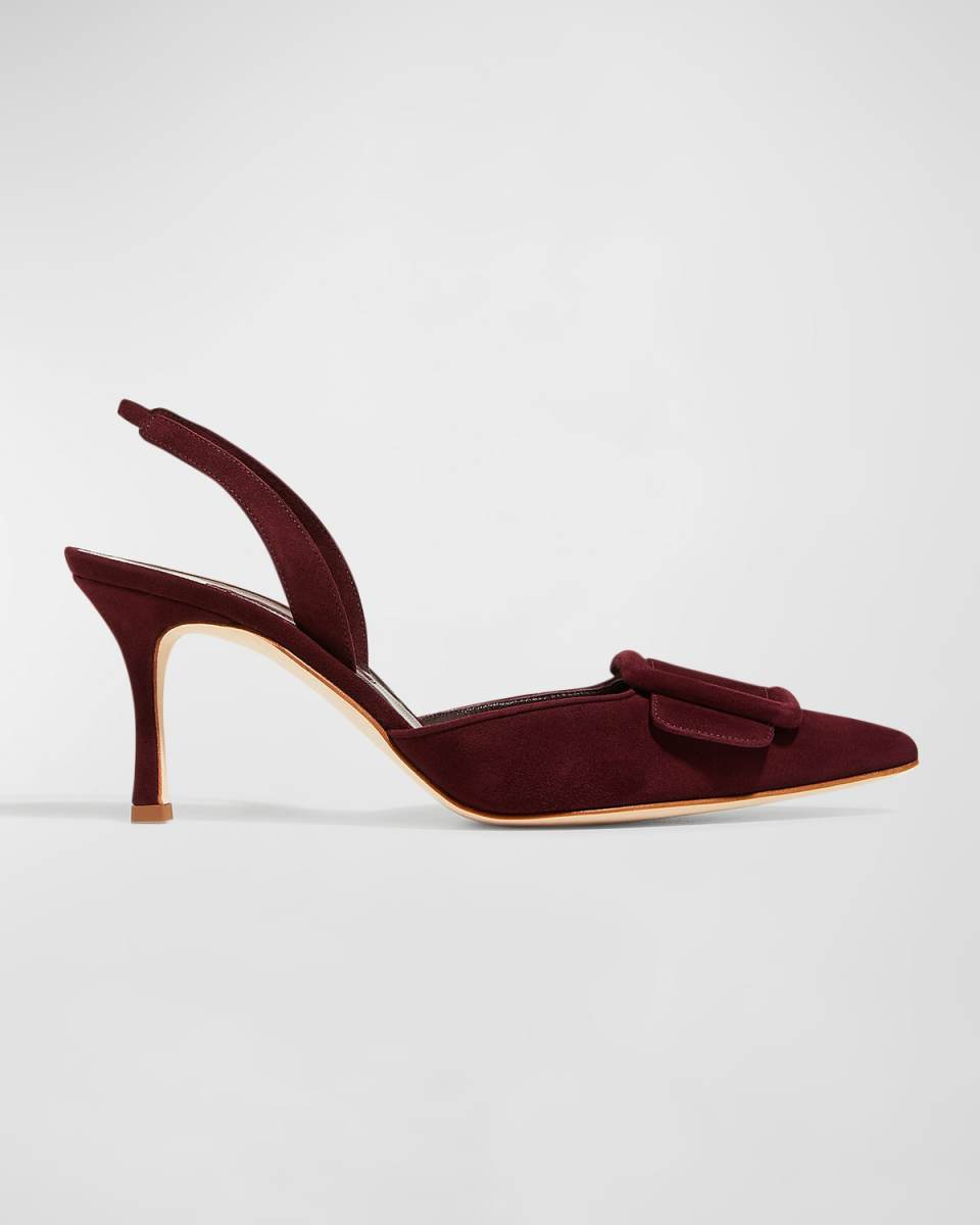 Maysli Suede Buckle Halter Pumps