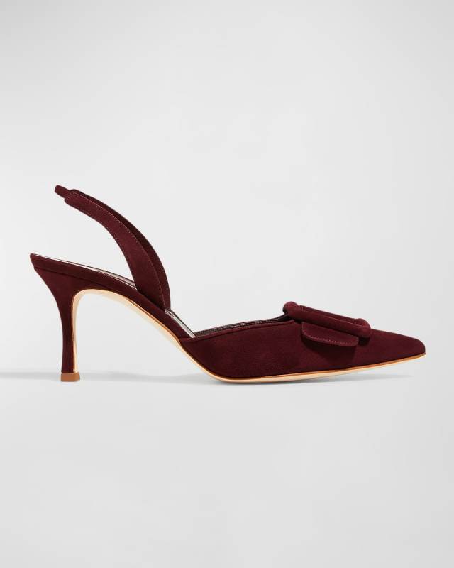 Maysli Suede Buckle Halter Pumps