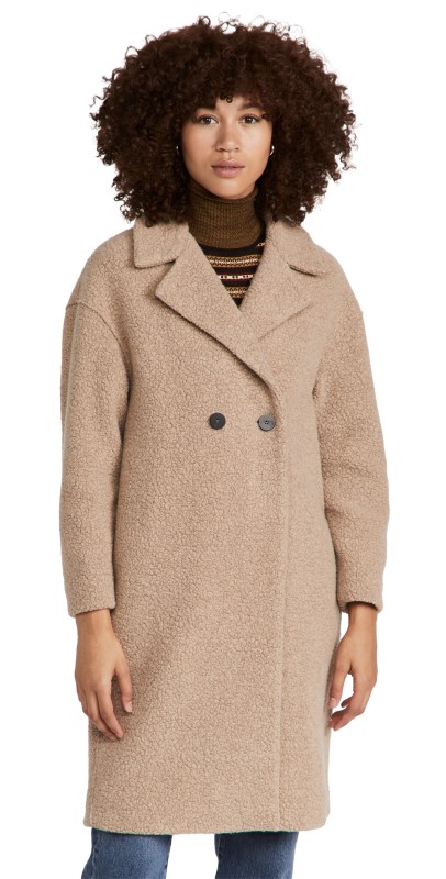 Harris Wharf London Dropped Shoulder Teddy Coat Tan