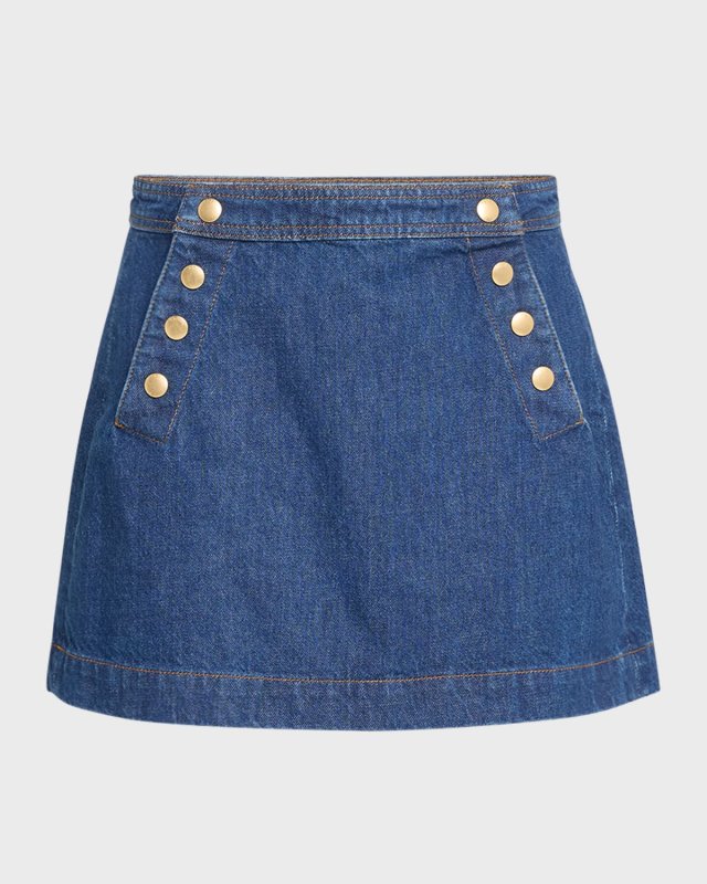 Sailor Snap Denim Mini Skirt