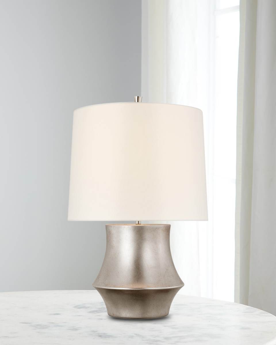 Lakmos Small Burnished Silver Leaf Table Lamp by AERIN - 19.5"