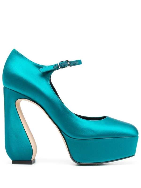 satin-finish platform pumps