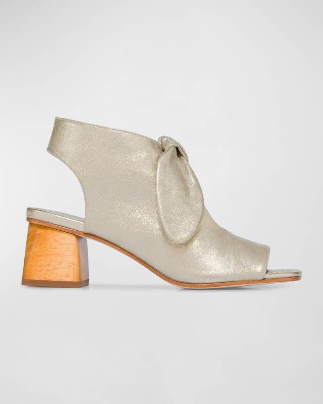 Lizzie Metallic Bow Zip Sandals