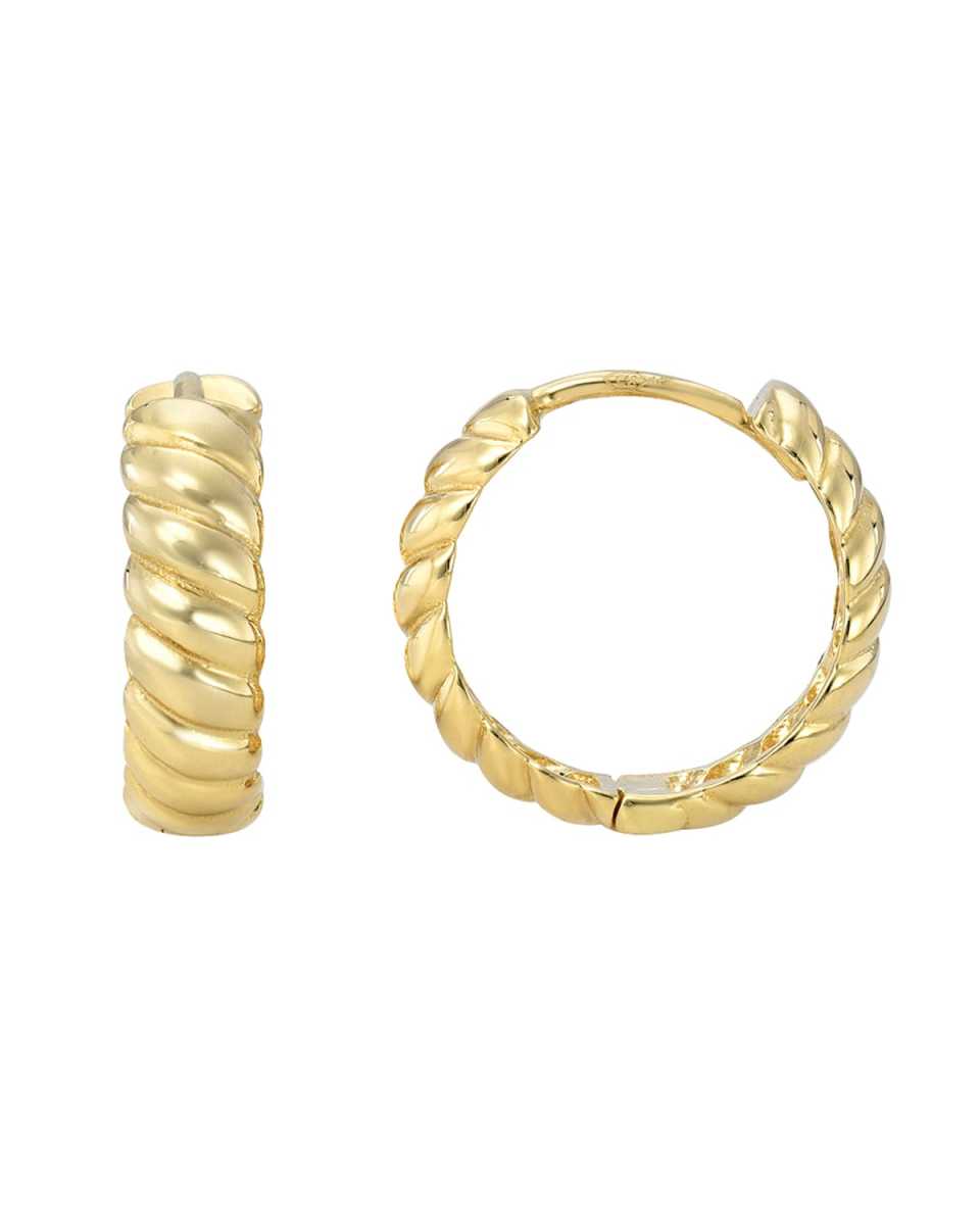 14k Gold Braided Huggie Earrings