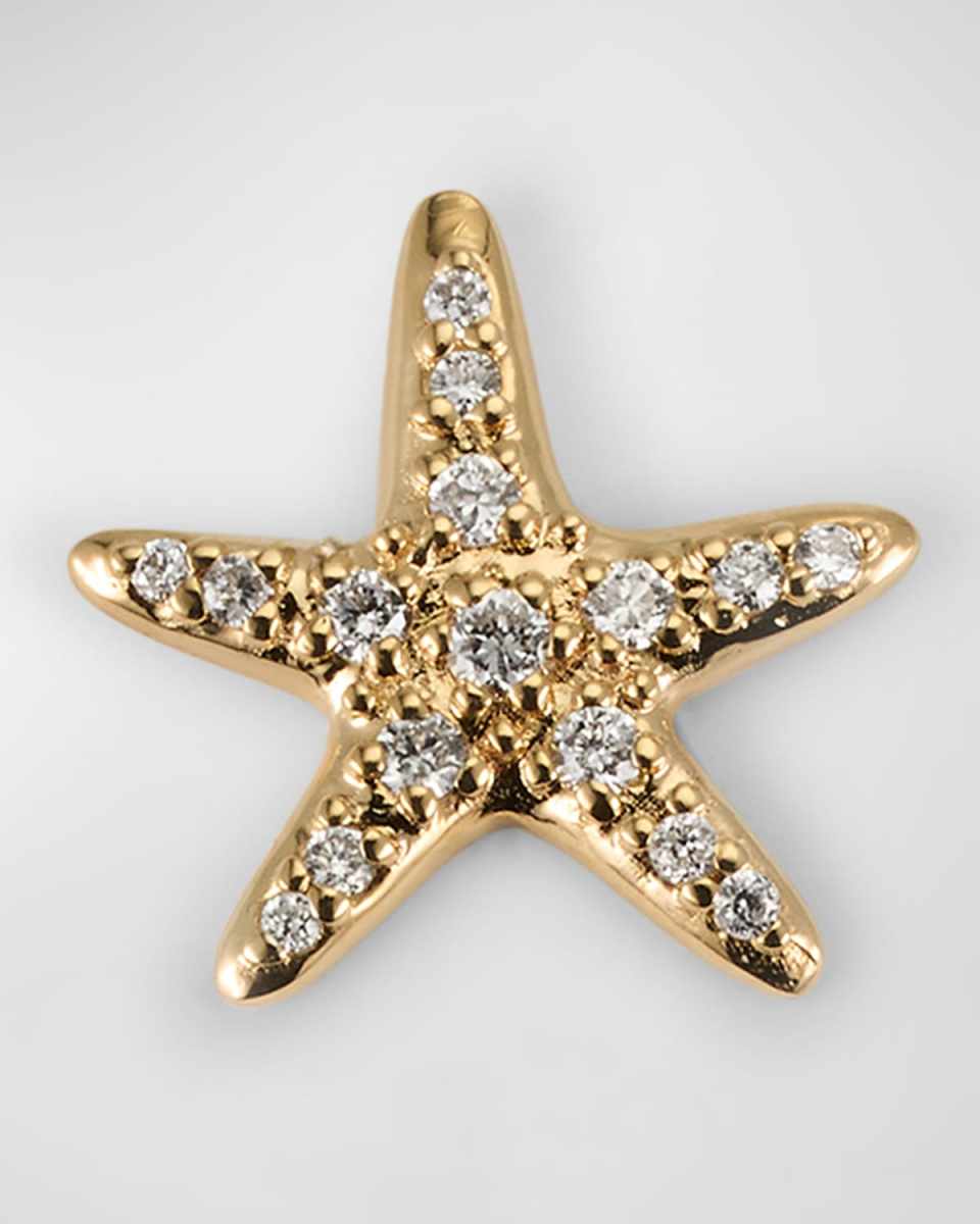 14K Yellow Gold Starfish Stud Earring, Single