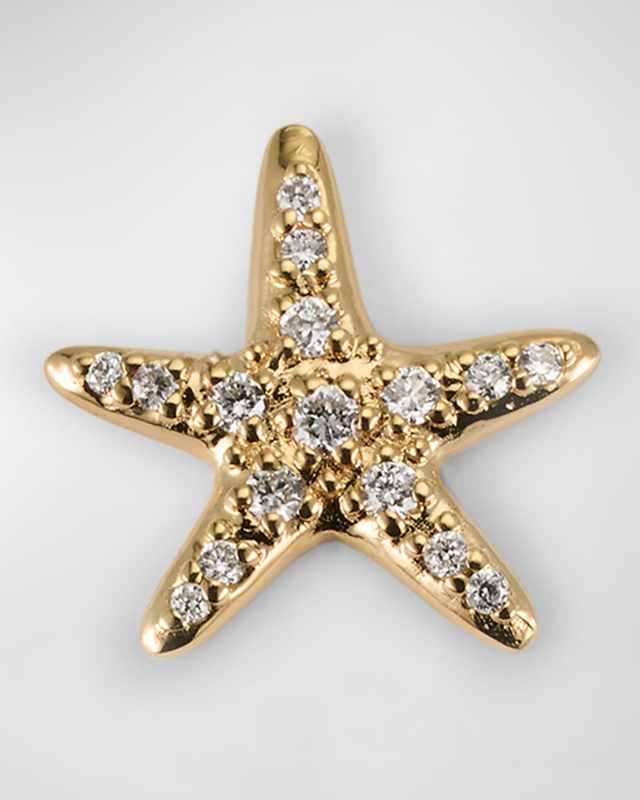 14K Yellow Gold Starfish Stud Earring, Single