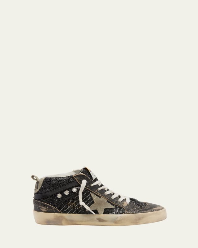 Mid Star Glitter Wing-Tip Sneakers