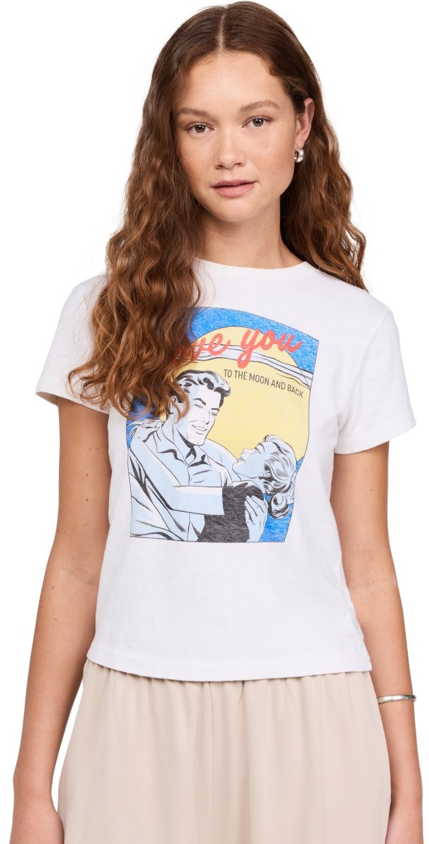 RE/DONE Classic Tee To The Moon Vintage White