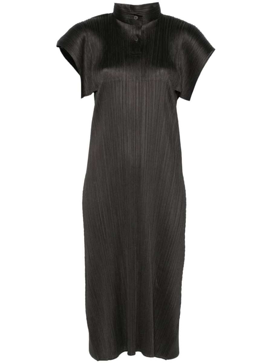 plissé-effect midi dress