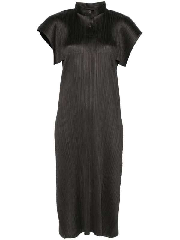 plissé-effect midi dress