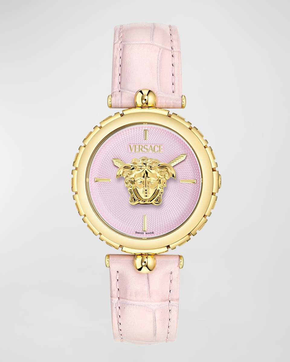 38mm Medusa Heritage Watch with Leather Strap, Pink