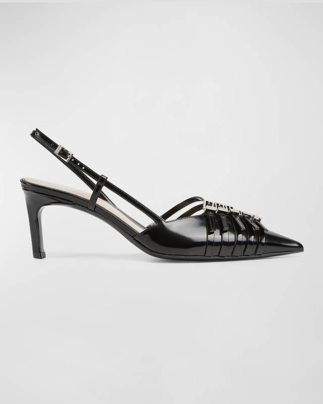 Regent Leather Buckles Slingback Pumps