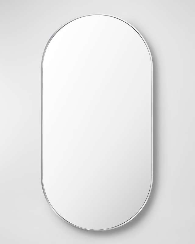 Aranya 39" Thick Oval Wall Mirror, Silver