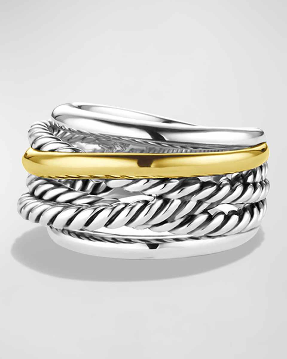 Crossover Narrow Ring with Silver/Gold