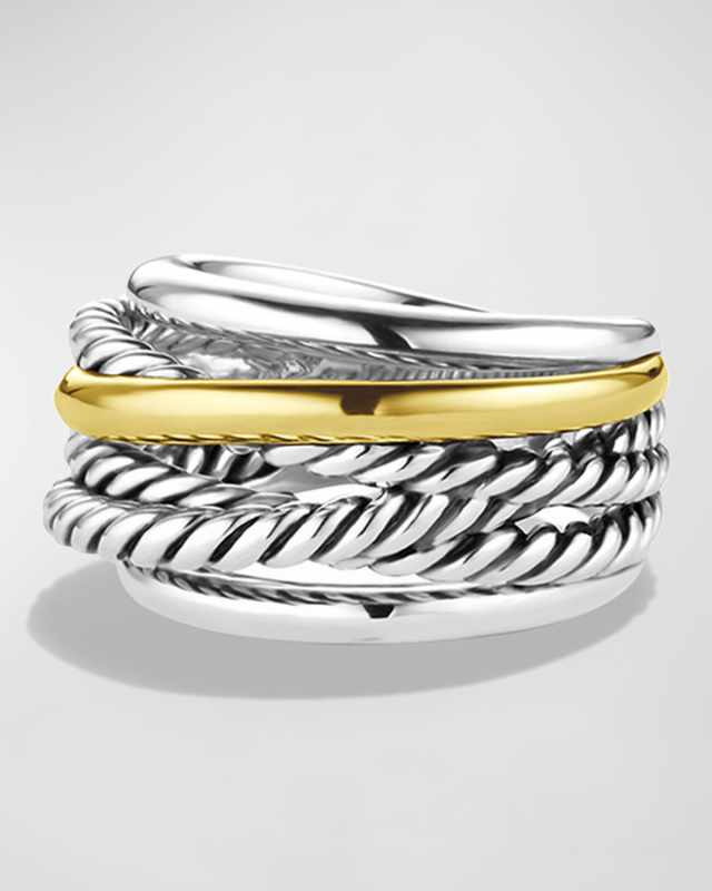 Crossover Narrow Ring with Silver/Gold