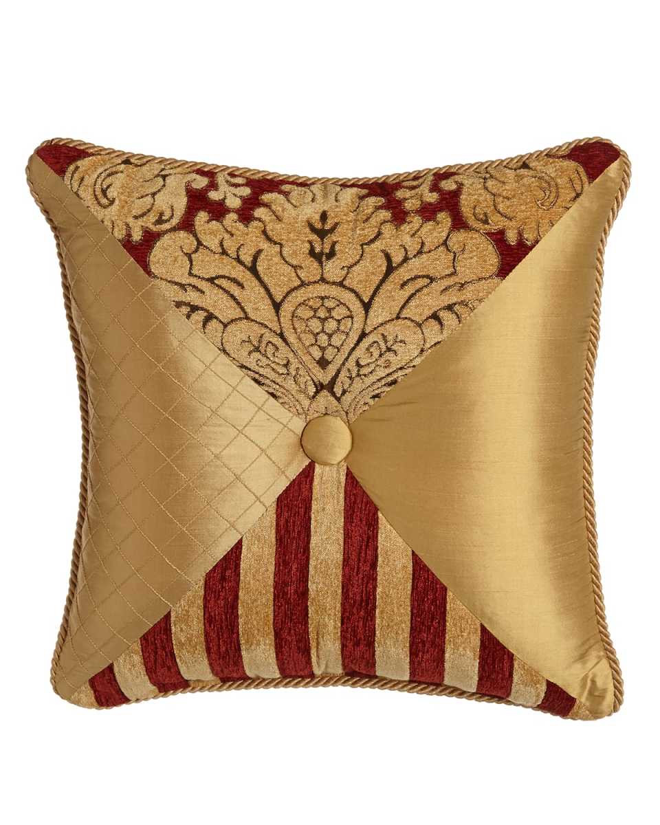 Bellissimo Square Pieced Pillow with Button & Cording