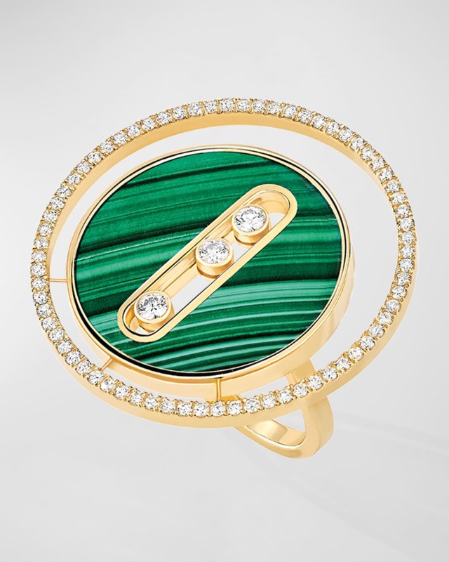 LUCKY MOVE 18K YELLOW GOLD MALACHITE RING