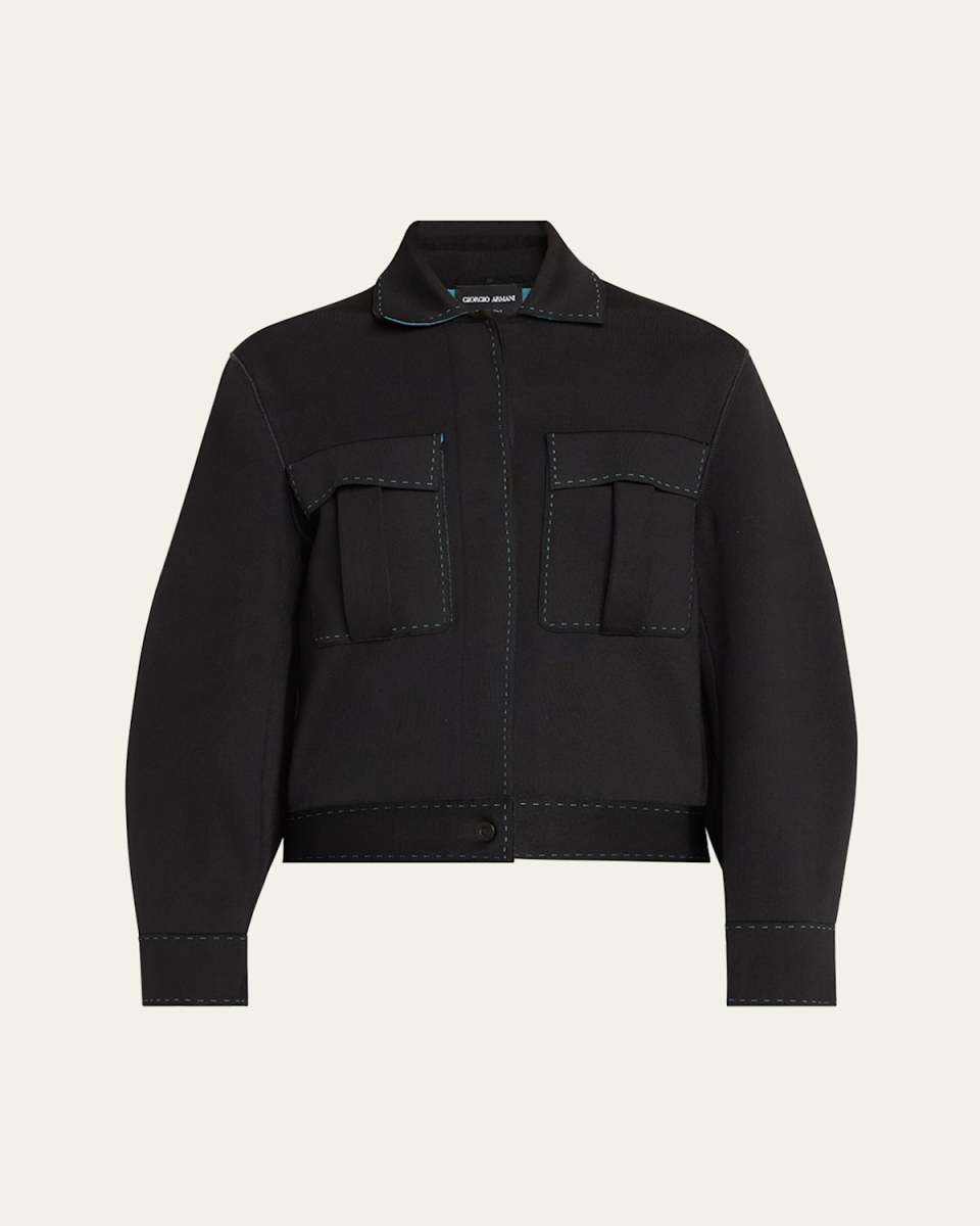 Double-Stitch Silk Viscose Utility Bomber Jacket