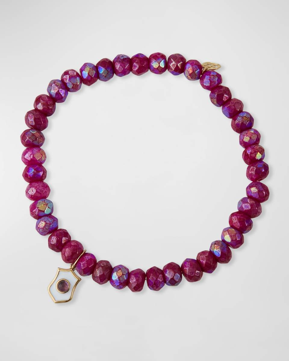 Fuchsia Moonstone and Shield Bracelet