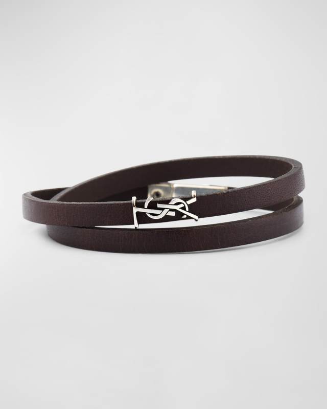 Leather Double-Wrap YSL Bracelet