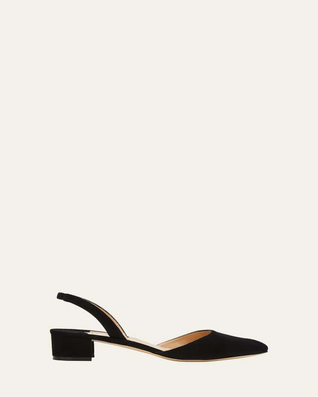 Aspro Suede Block-Heel Slingback Pump