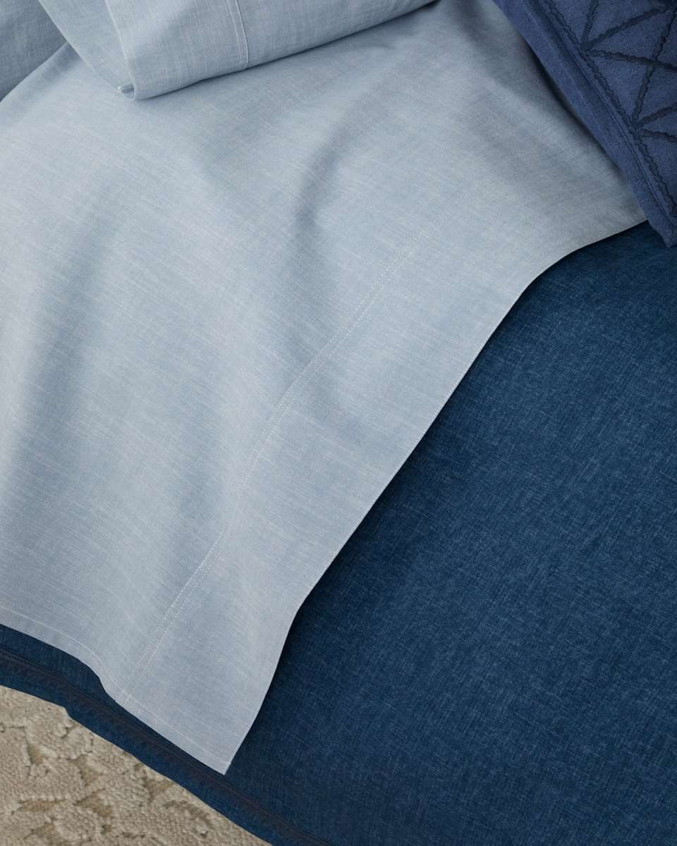 Workshirt Chambray Flat Sheet, QUEEN