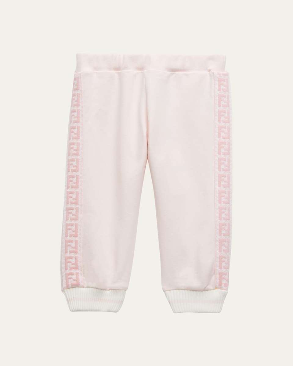 Girl's Monogram-Trim Sweatpants, Size 3M-18