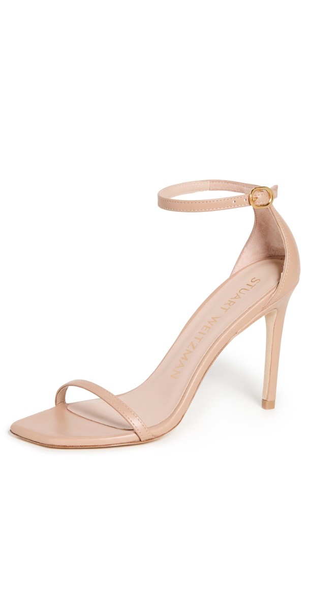 Stuart Weitzman Nudistcurve 100 Smooth Leather Sandals Adobe