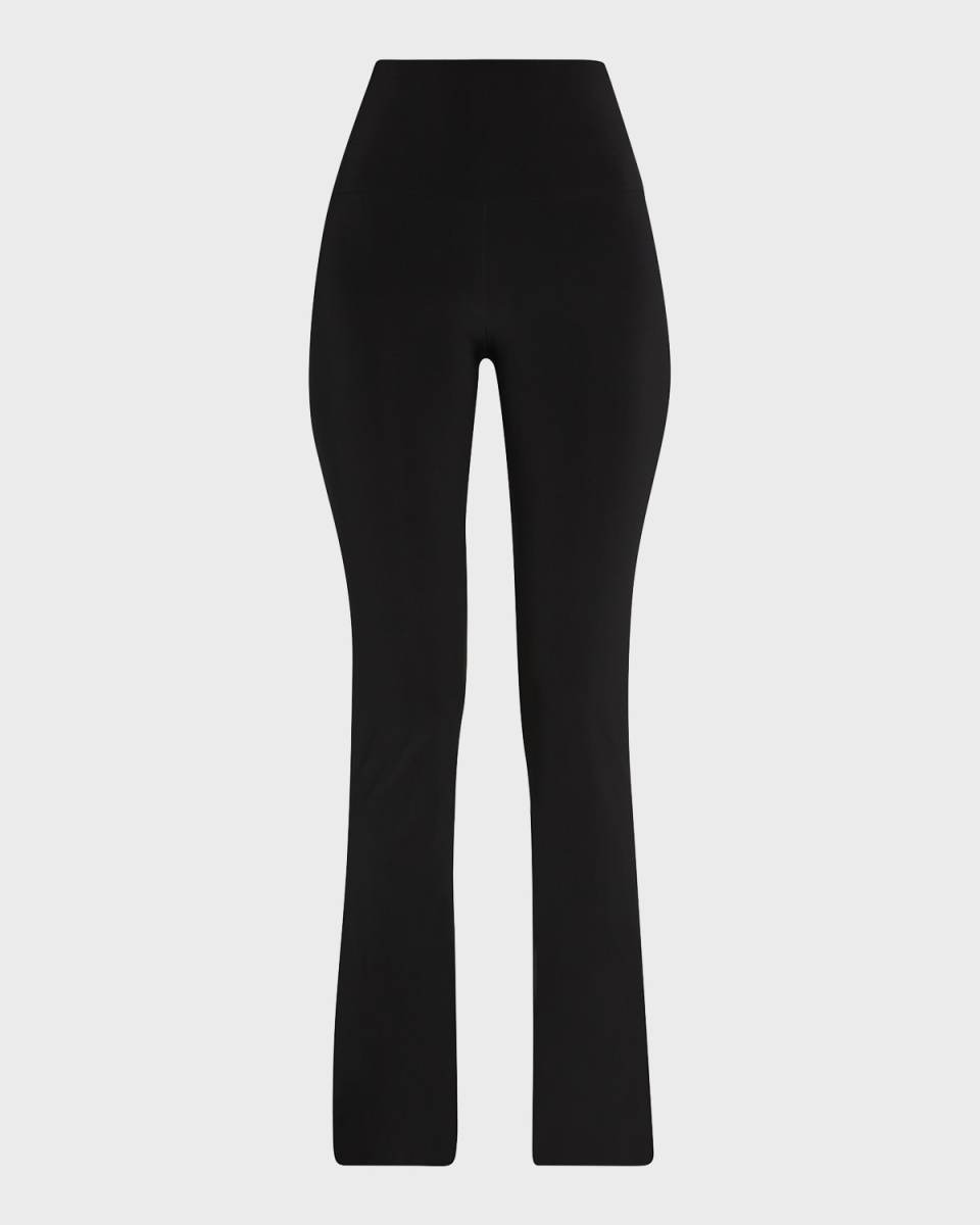 Boot-Cut High-Waist Pants, Black