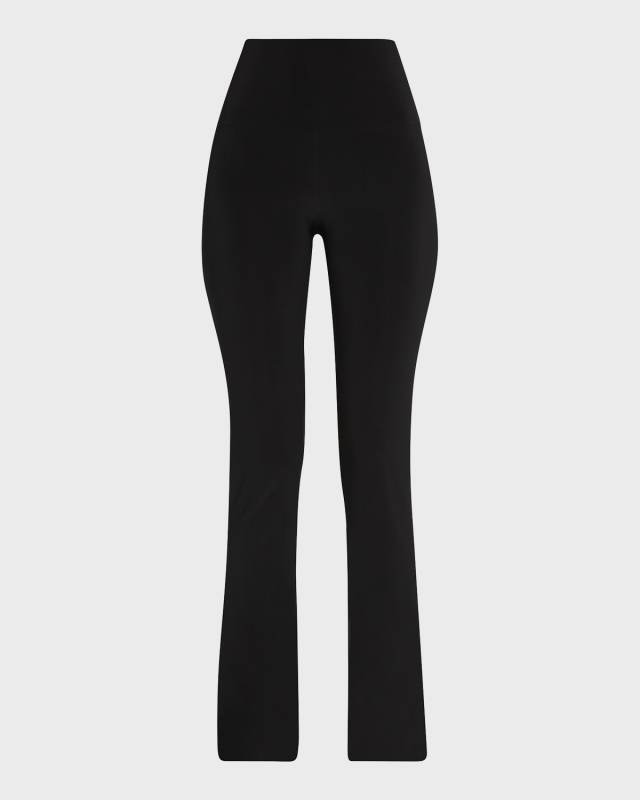 Boot-Cut High-Waist Pants, Black