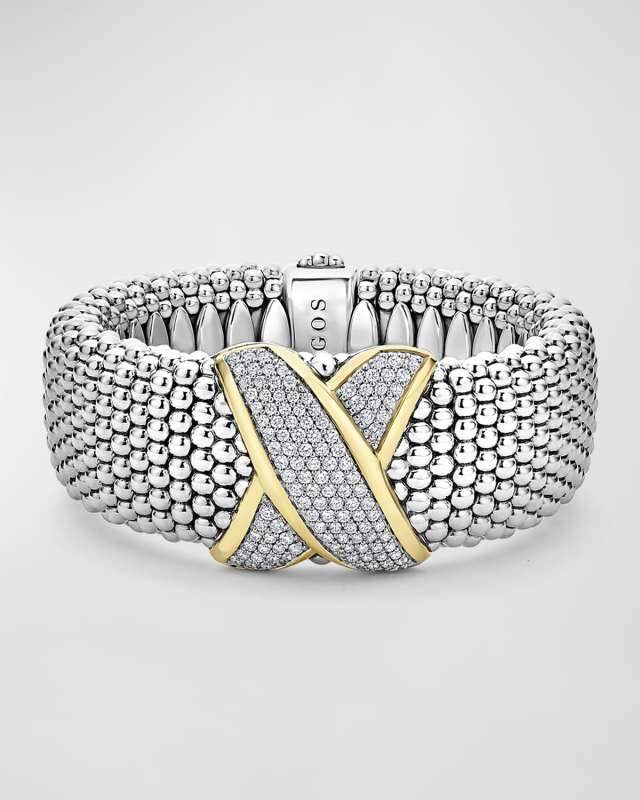Embrace 18K Gold X Two-Tone Diamond Bracelet