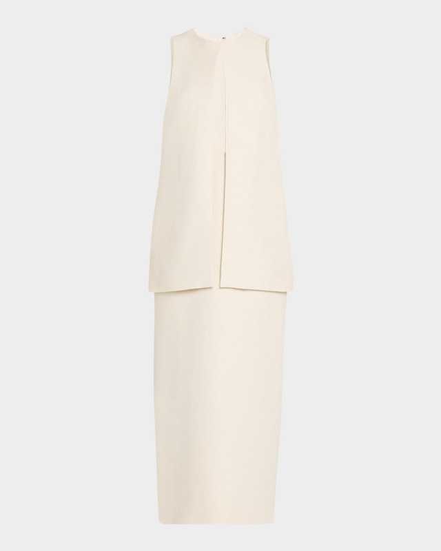 Astrid Split-Front Tiered Tea-Length Dress