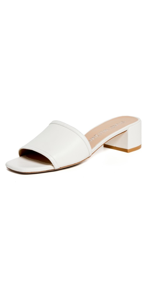 Stuart Weitzman 35mm Cayman Block Slides White