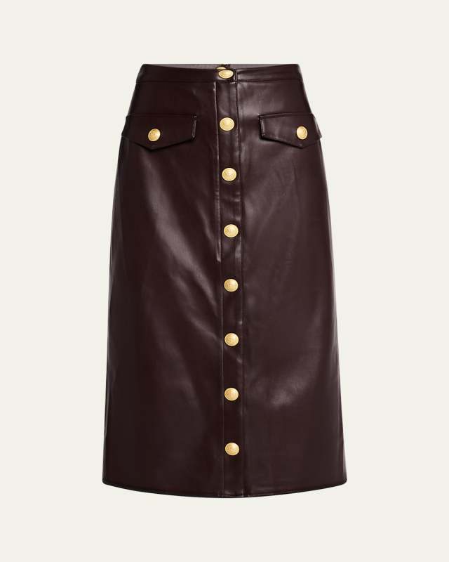 Milann Vegan Leather Midi Skirt