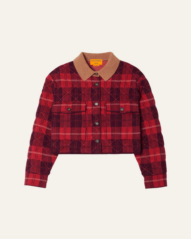 Tartan Cashmere-Blend Cropped Jacket