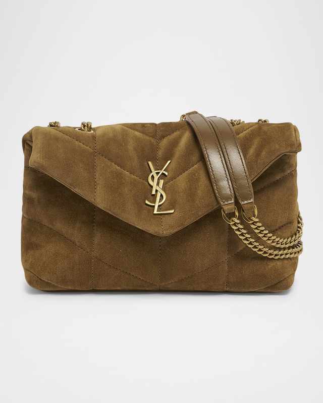 Lou Puffer Toy YSL Crossbody Bag in Quilted Suede