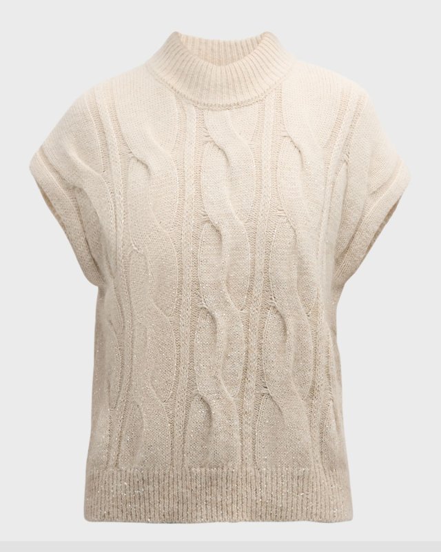 Cable-Knit Sequin Vest