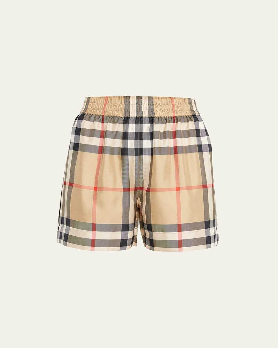 Tawney Check Mulberry Silk Bermuda Shorts