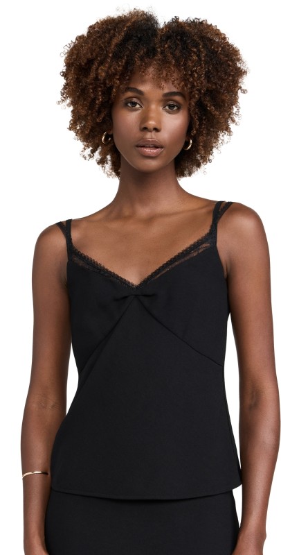 Vince Lace Trim Cami Black