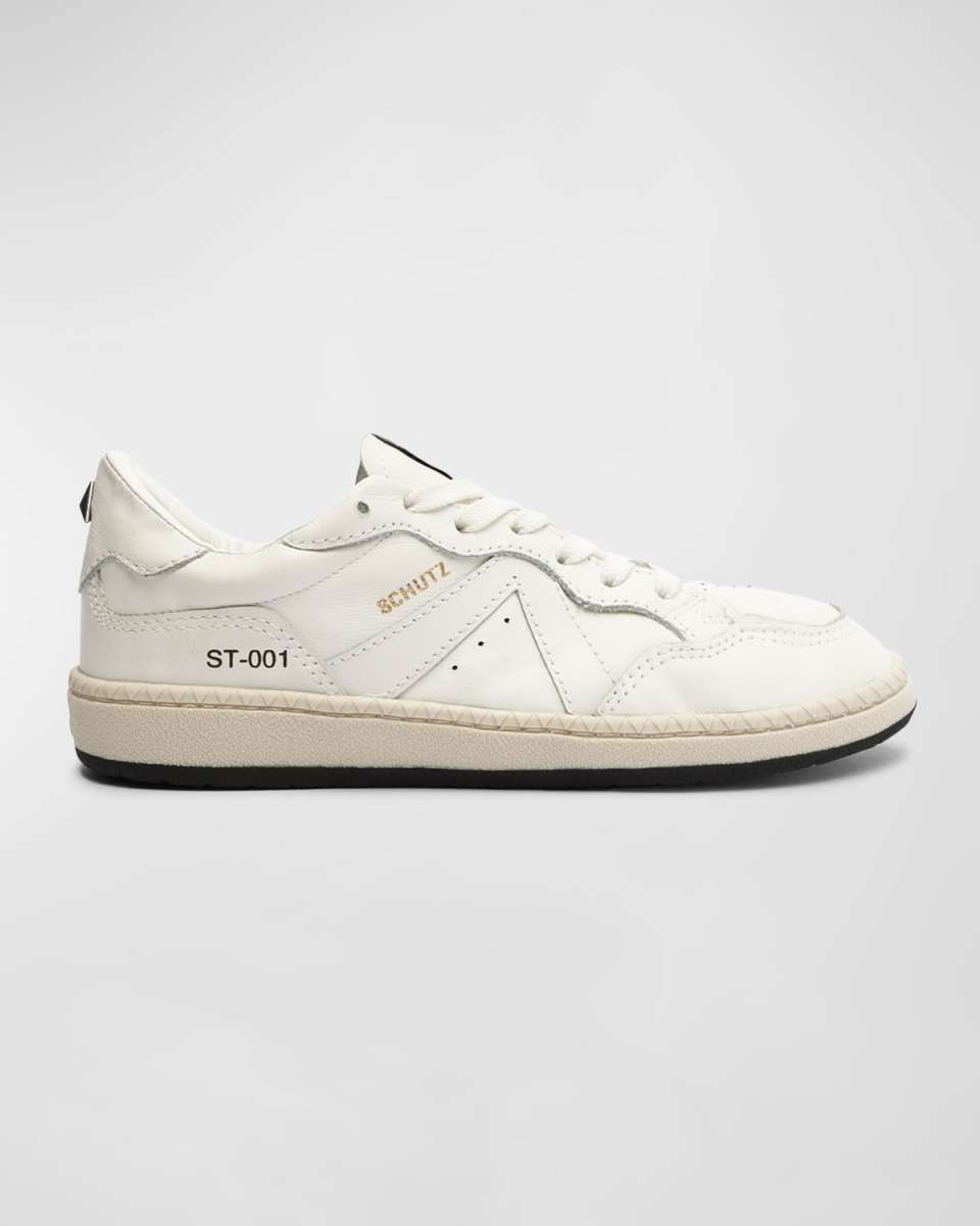 Mixed Leather Low-Top Sneakers