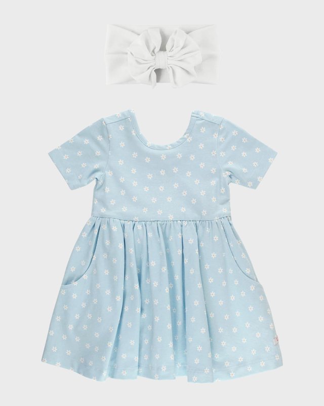 Girl's Petite Blossom Dress W/ Headband Set, Size 3
