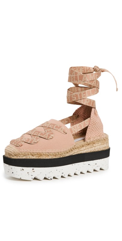 Stella McCartney Gaia Canvas Platform Espadrilles Blush