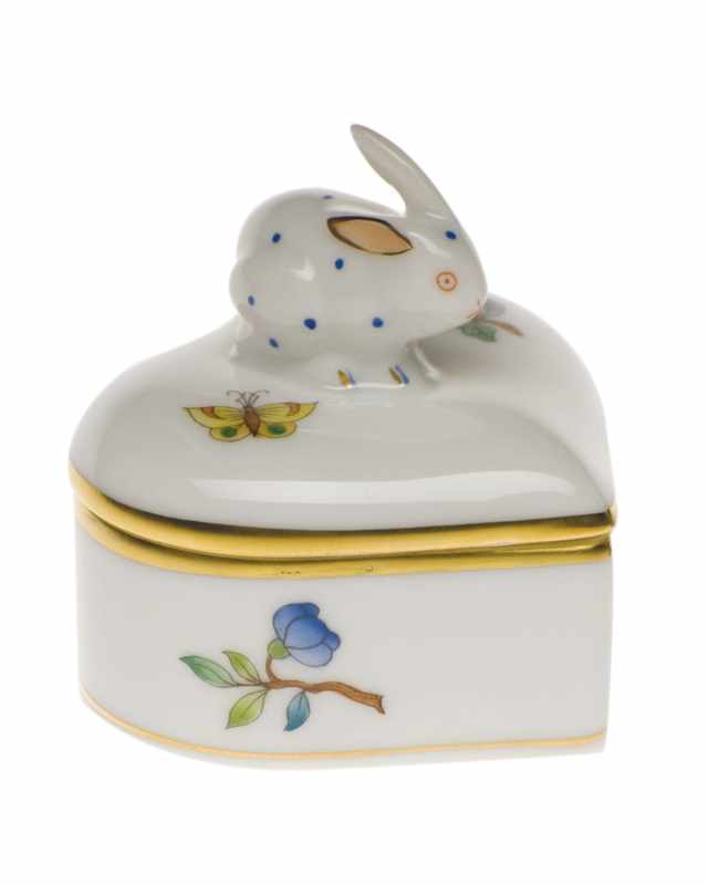 Queen Victoria Green Heart Box with Bunny