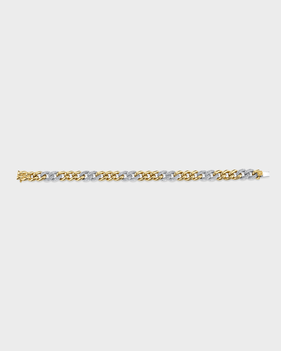 14K Small Link Bracelet with Diamond Pave