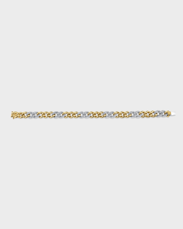 14K Small Link Bracelet with Diamond Pave