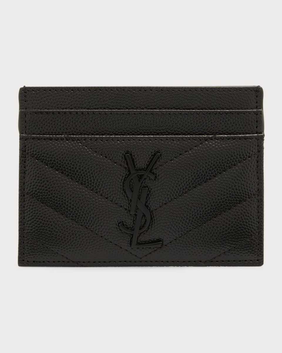 YSL Monogram Card Case in Grained Leather