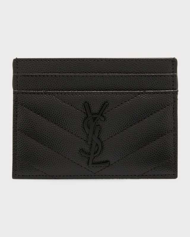 YSL Monogram Card Case in Grained Leather