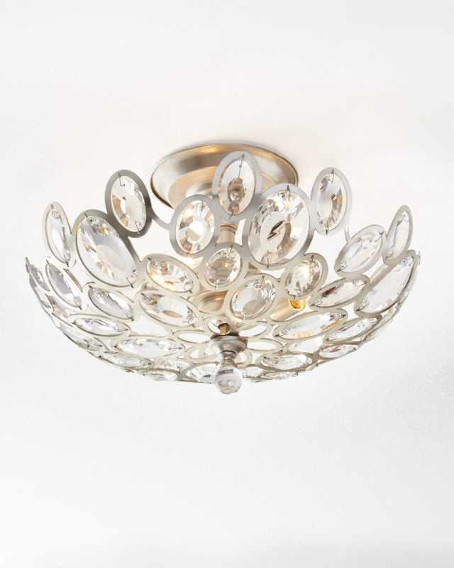Crystal Ovals 3-Light Flush-Mount Ceiling Fixture